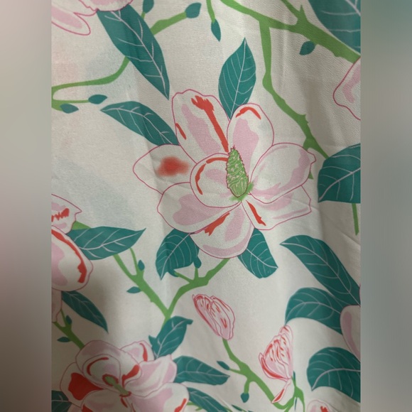 Gretchen Scott size XL pink white green high neck floral cami luxury stripe - Picture 4 of 6